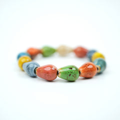 Chinese Ceramic Teardrop-Shaped Bead Bracelet