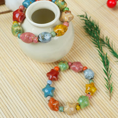 Chinese Ceramic Star-Shaped Bead Bracelet