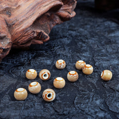 Handmade DIY 8mm Flower Glaze Leopard Print Porcelain Beads (10 pcs) - Leopard Cafe White