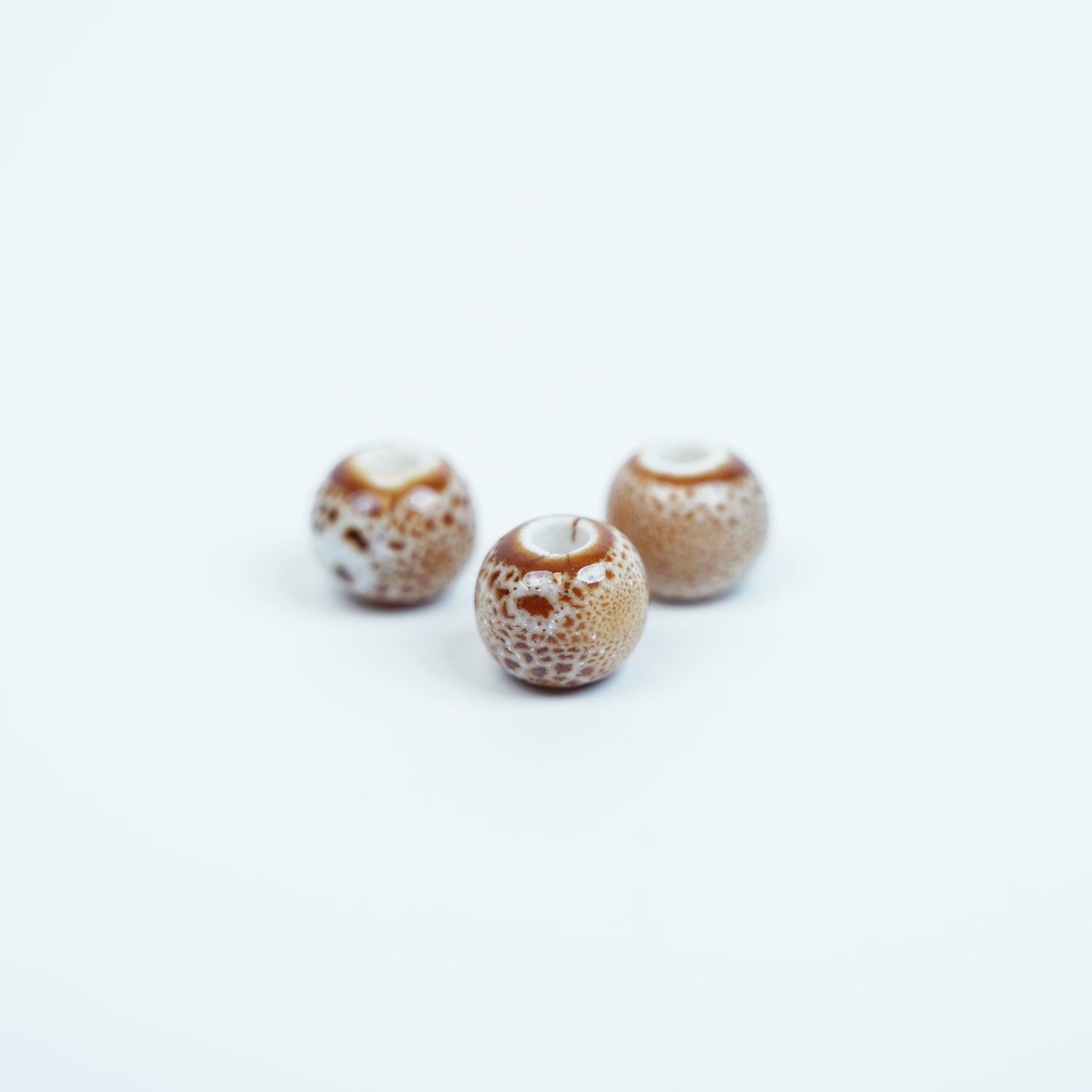Handmade DIY 8mm Flower Glaze Leopard Print Porcelain Beads (10 pcs) - Leopard Cafe White