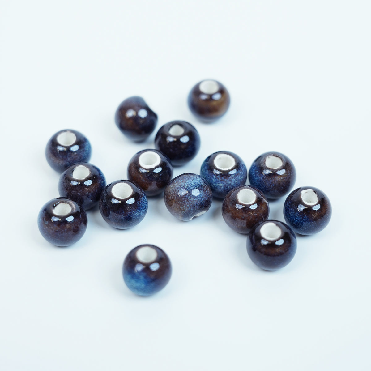 Handmade DIY 8mm Flower Glaze Leopard Print Porcelain Beads (10 pcs) - Leopard Gem Blue