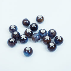 Handmade DIY 8mm Flower Glaze Leopard Print Porcelain Beads (10 pcs) - Leopard Gem Blue