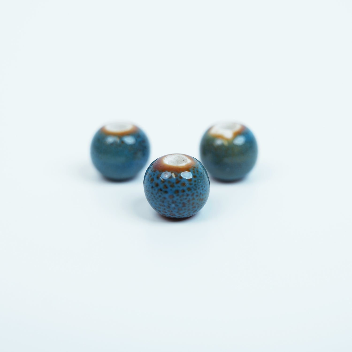 Handmade DIY 8mm Flower Glaze Leopard Print Porcelain Beads (30 pcs) - Leopard Blue