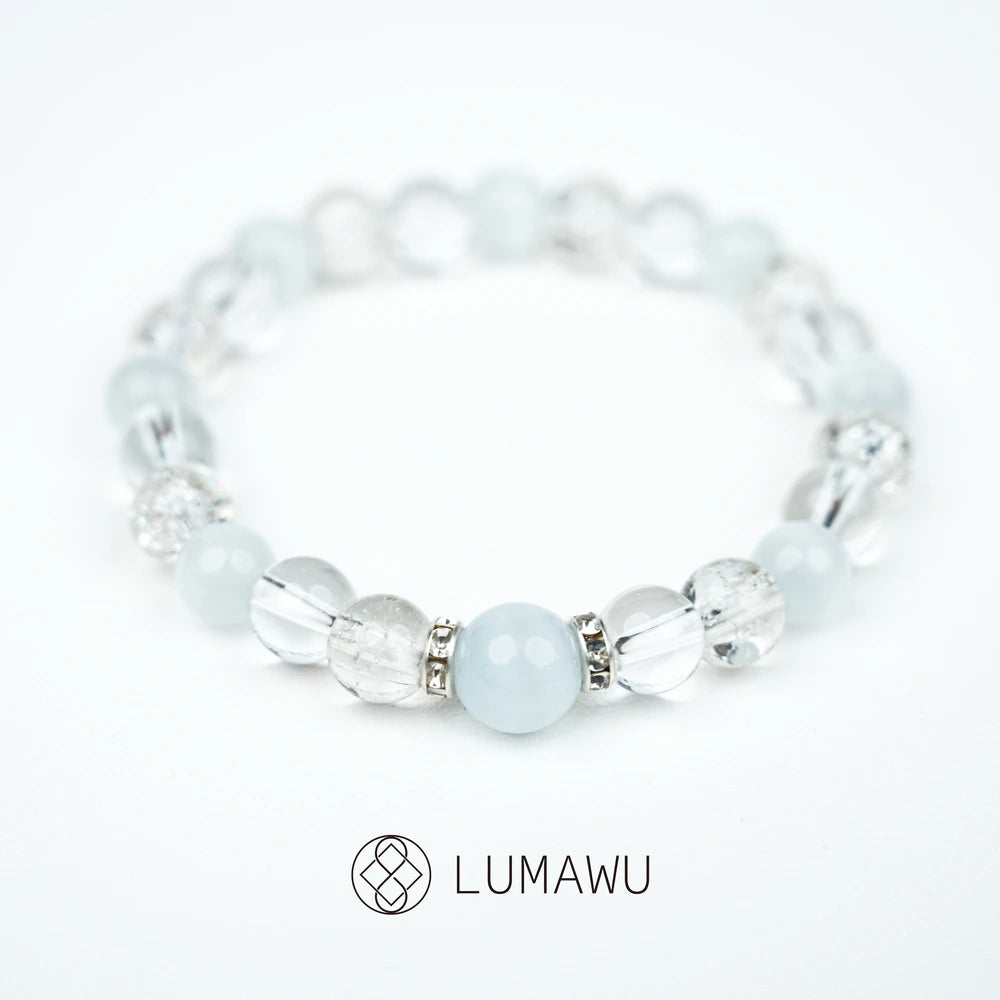 New Chinese Five Elements Metal Series • Light Blue Translucent Bracelet (8mm) Minimalist Style