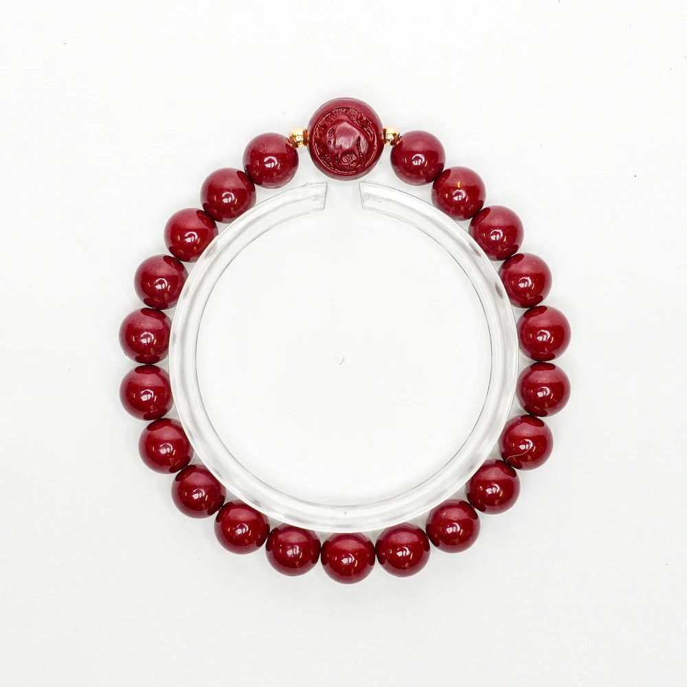 Cinnabar Zodiac Bead Bracelet - Ox (8mm)