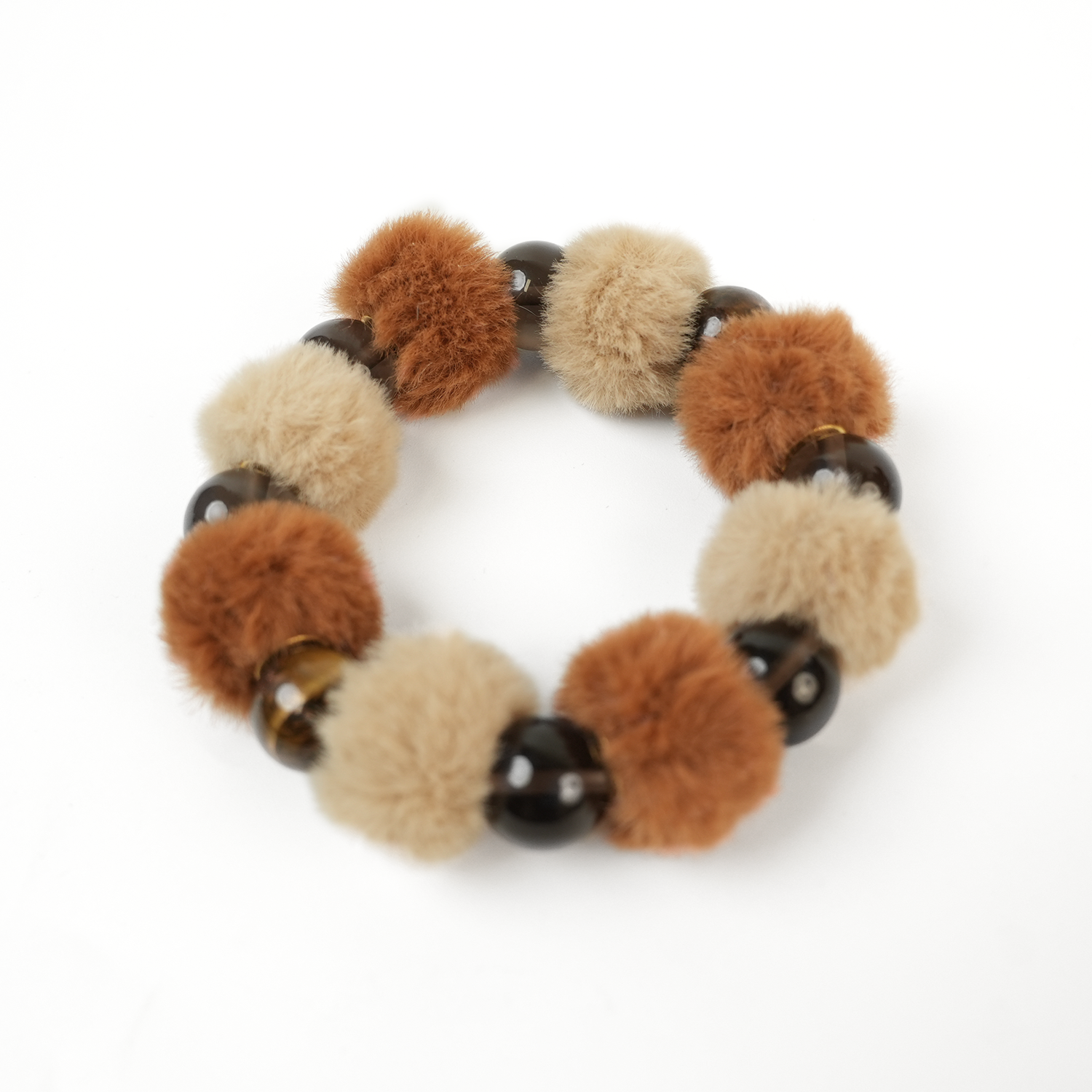 Yellow Tiger's Eye Fluffy Ball Bracelet (12mm)