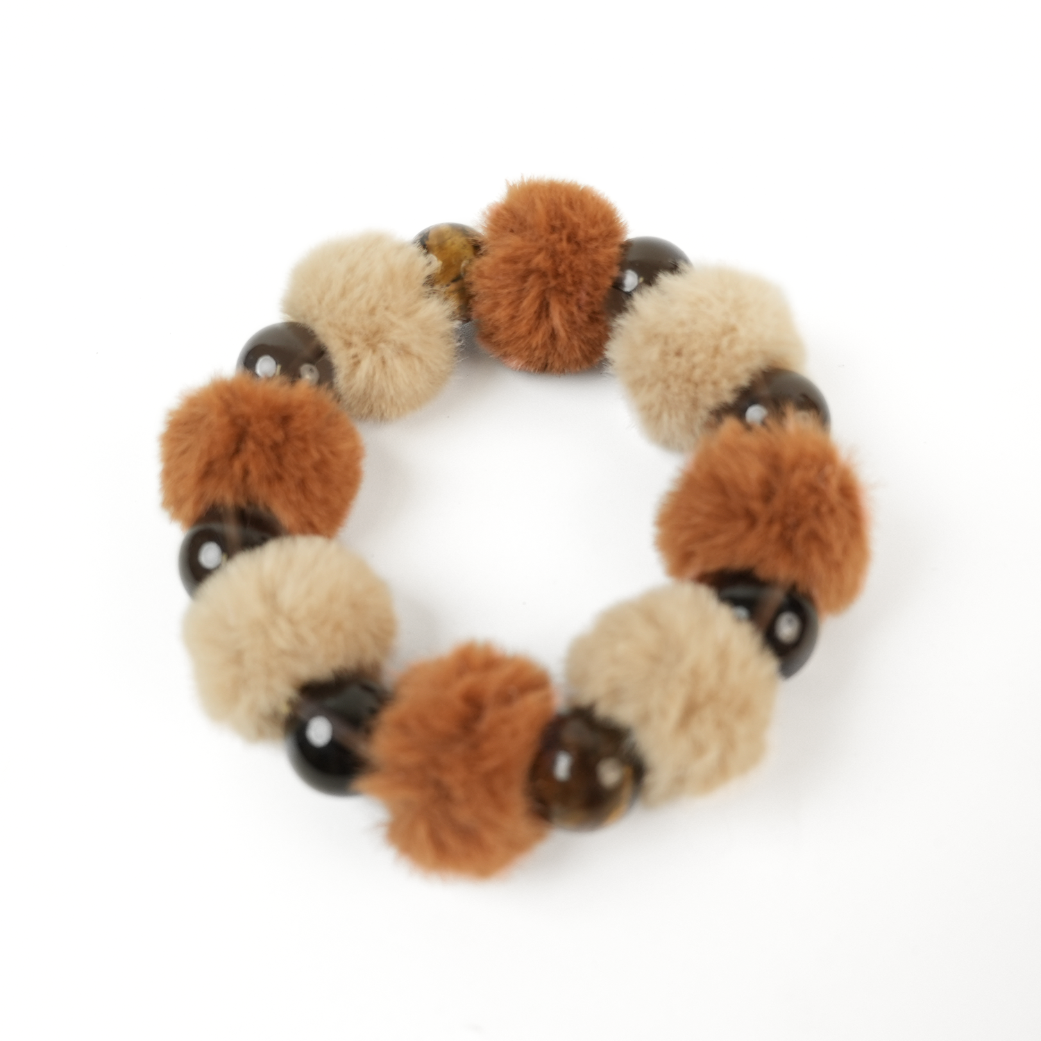 Yellow Tiger's Eye Fluffy Ball Bracelet (12mm)