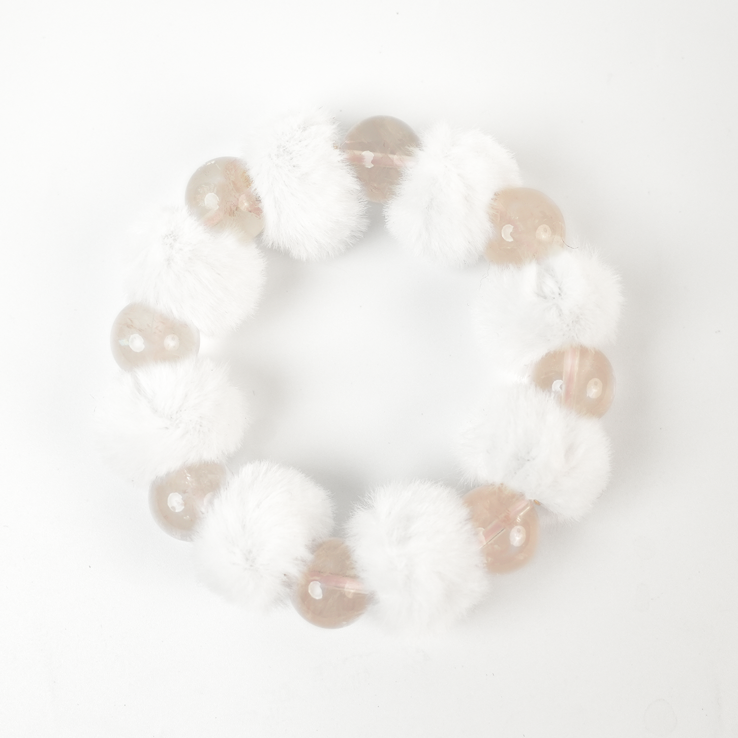 Pink Quartz Fluffy Ball Bracelet (14mm)