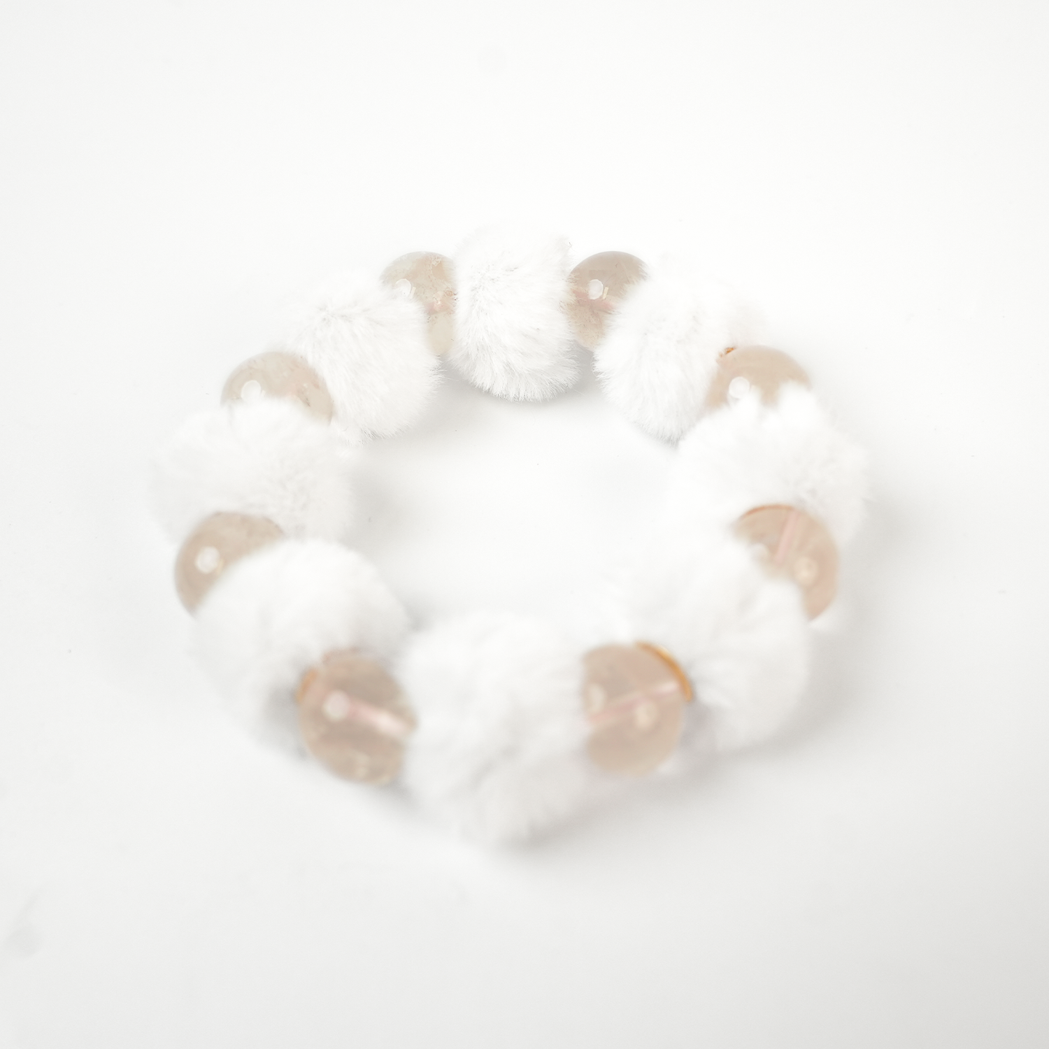 Pink Quartz Fluffy Ball Bracelet (14mm)