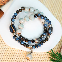 Star-Moon Bodhi Ceramic Bracelet (Shell Color, Dreamy & Gentle, Double Wrap)