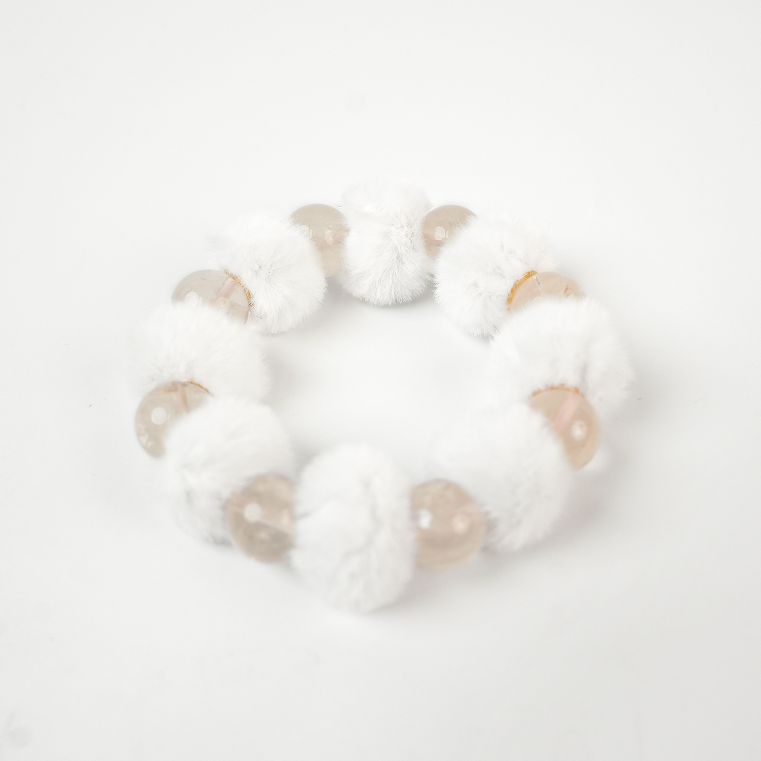Pink Quartz Fluffy Ball Bracelet (14mm)