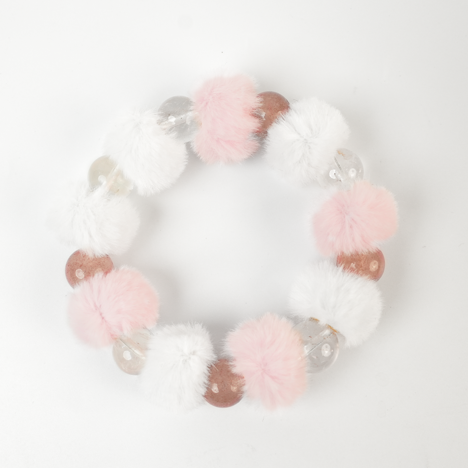Pink Quartz Fluffy Ball Bracelet (10mm)