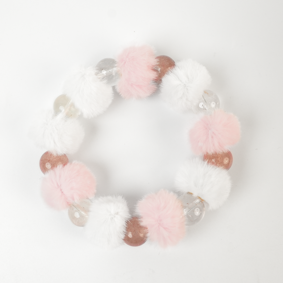 Pink Quartz Fluffy Ball Bracelet (10mm)