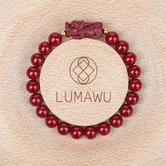 8mm Cinnabar Purple Gold Sand Pixiu Bracelet - Wealth Blessing Style