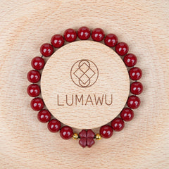 8mm Cinnabar Purple Gold Sand Four-Leaf Clover Bracelet - Joy & Luck Style