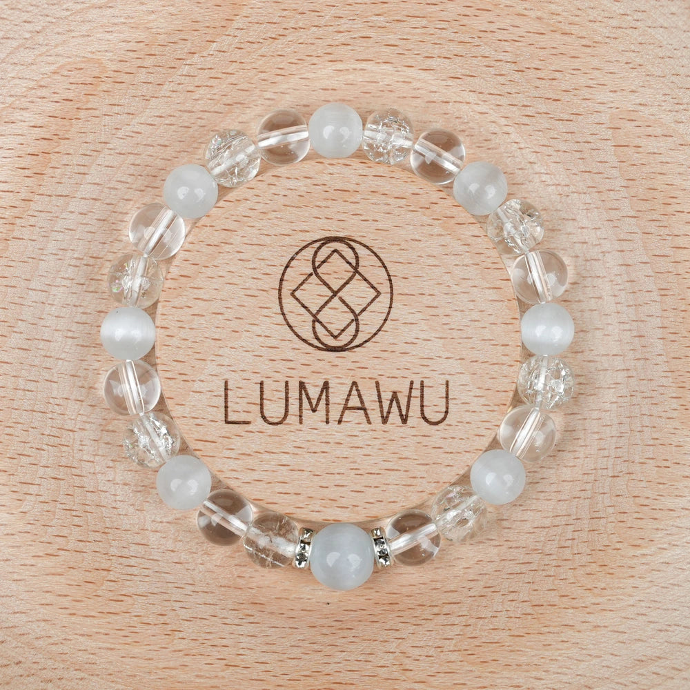 New Chinese Five Elements Metal Series • Light Blue Translucent Bracelet (8mm) Minimalist Style