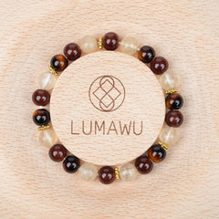 New Chinese Five Elements Earth Series • Warm Amber & Beige (8mm) Calm Versatile Style