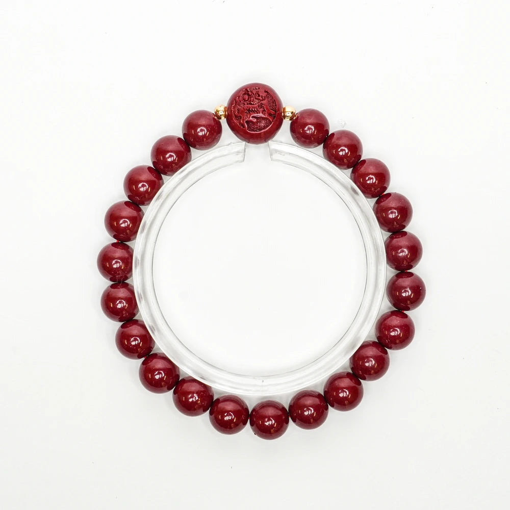 Cinnabar Zodiac Bead Bracelet - Tiger (8mm)