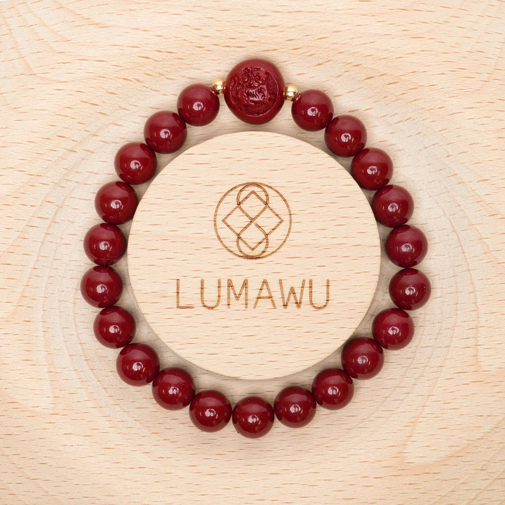 Cinnabar Zodiac Bead Bracelet - Tiger (8mm)