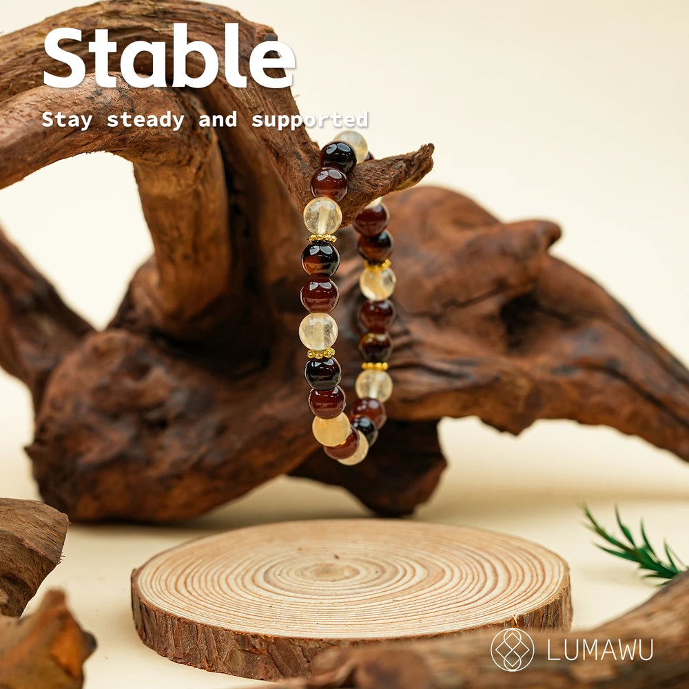 New Chinese Five Elements Earth Series • Warm Amber & Beige (8mm) Calm Versatile Style