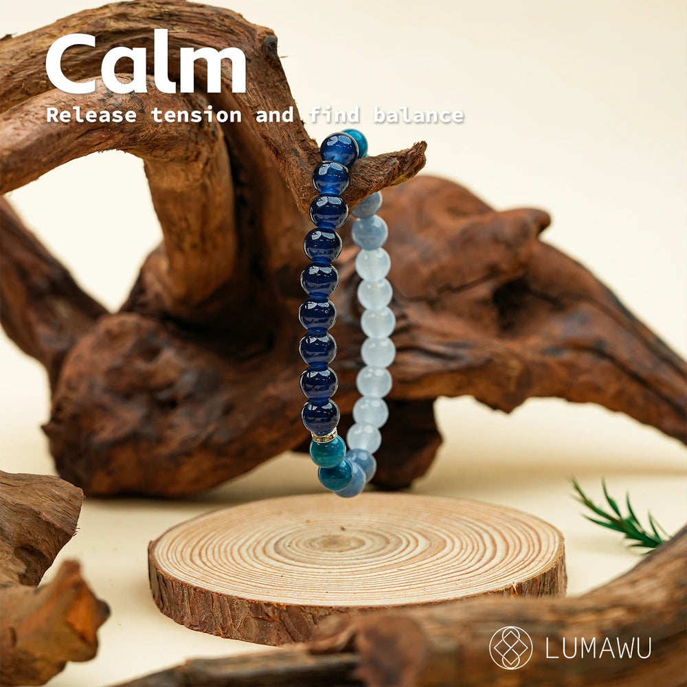 New Chinese Five Elements Water Series • Ocean Blue Gradient Bracelet（8mm） Versatile Commute Style