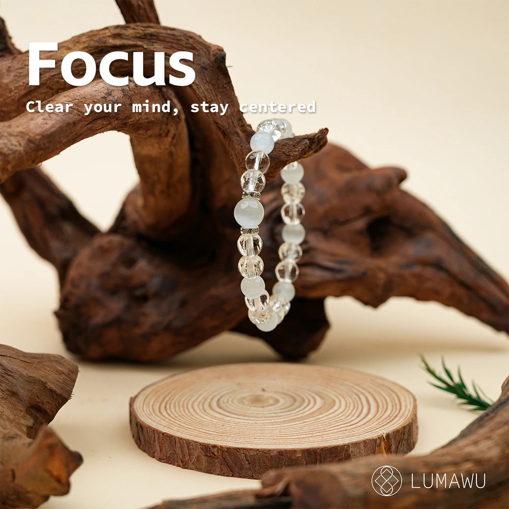 New Chinese Five Elements Metal Series • Light Blue Translucent Bracelet (8mm) Minimalist Style