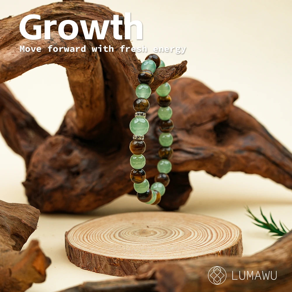 New Chinese Five Elements Wood Series • Green Bracelet with Tiger’s Eye (8mm) Daily Commute Style