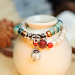 Lucky Bag Charm Ceramic Bracelet (Warm & Healing, Double Wrap)