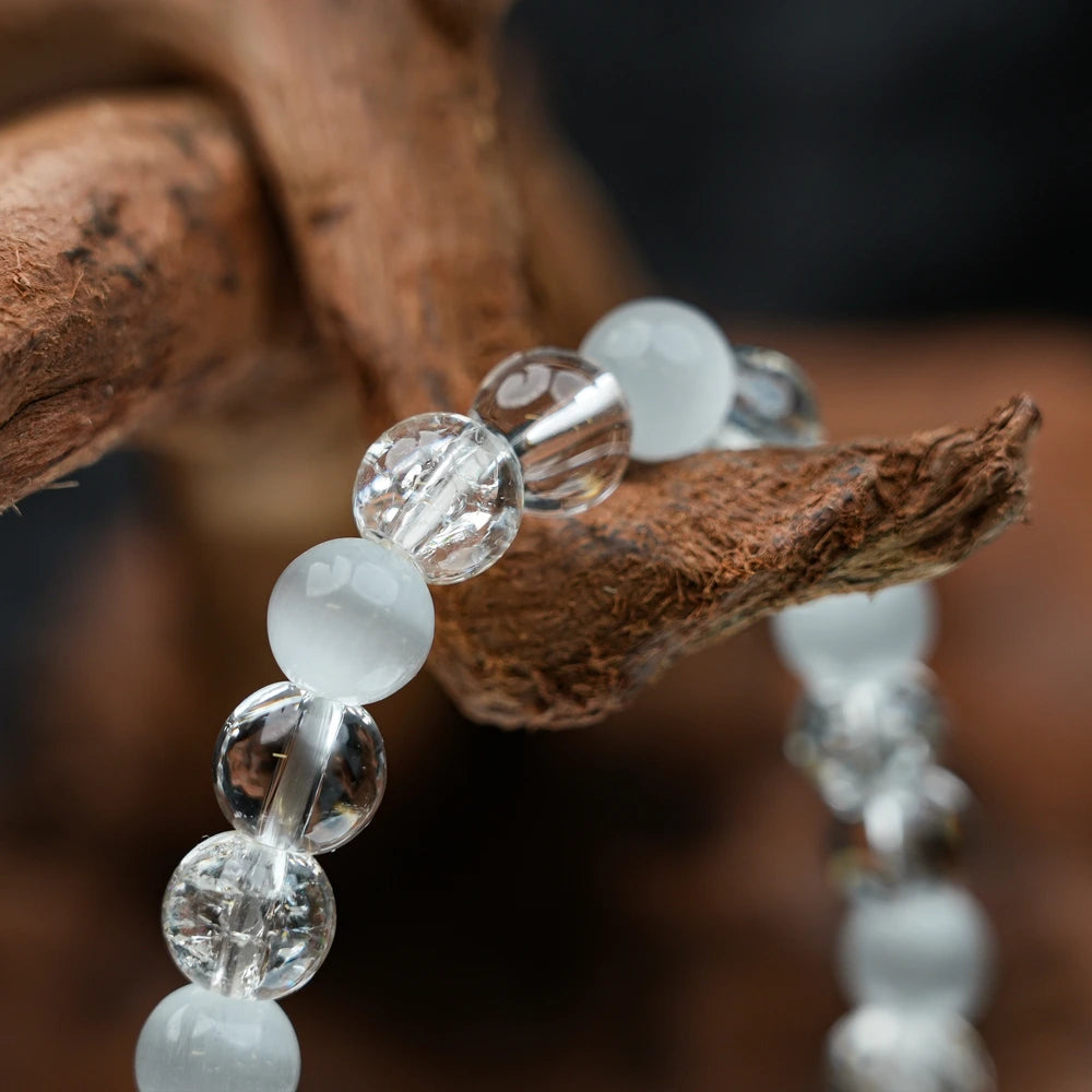 New Chinese Five Elements Metal Series • Light Blue Translucent Bracelet (8mm) Minimalist Style