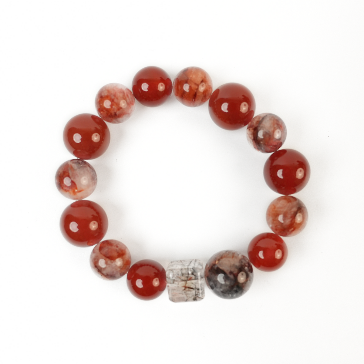 Natural Red Glue Flower Agate Sugar Bracelet with Super Seven