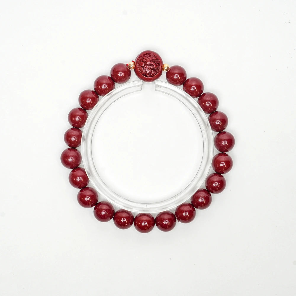 Cinnabar Zodiac Bead Bracelet - Dragon (8mm)