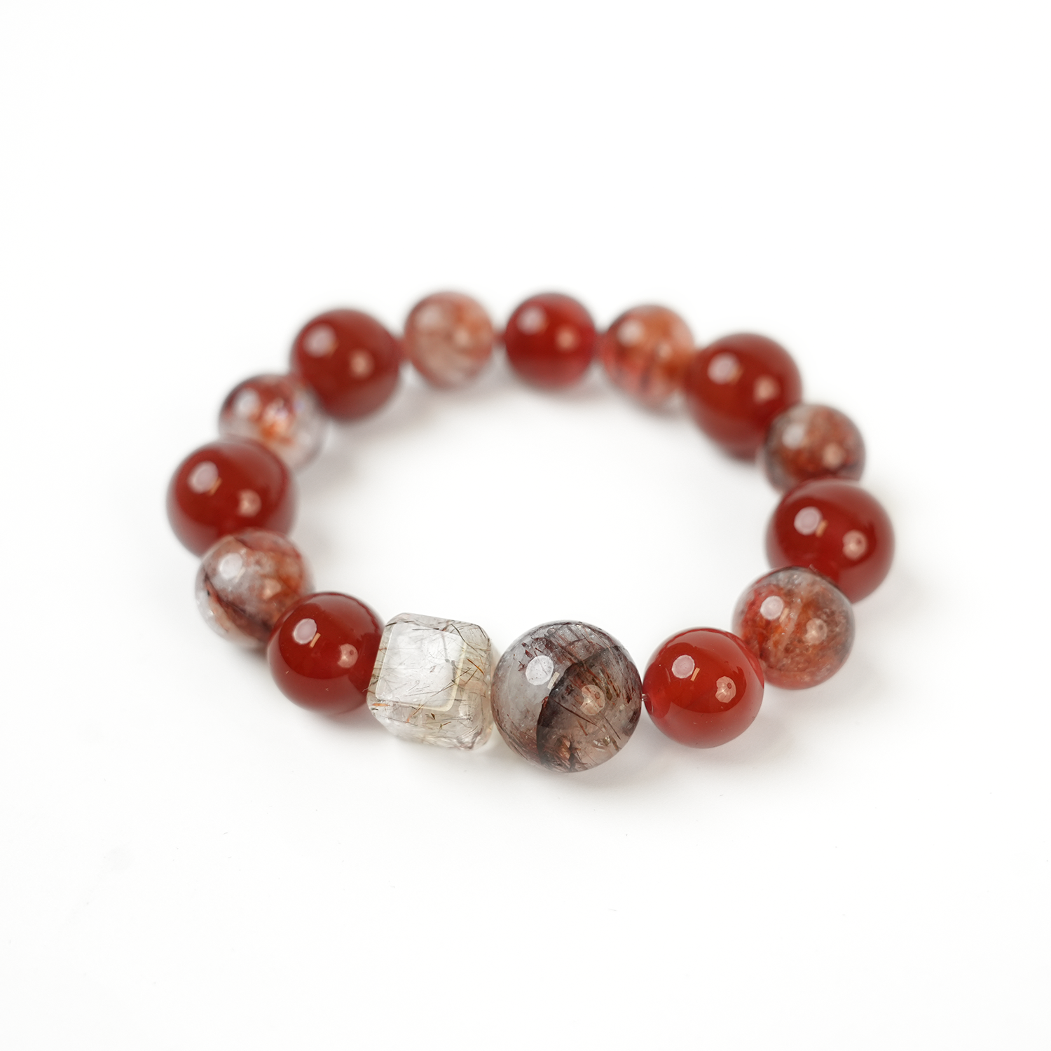 Natural Red Glue Flower Agate Sugar Bracelet with Super Seven