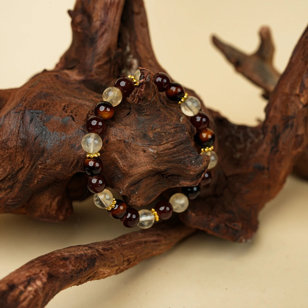 New Chinese Five Elements Earth Series • Warm Amber & Beige (8mm) Calm Versatile Style