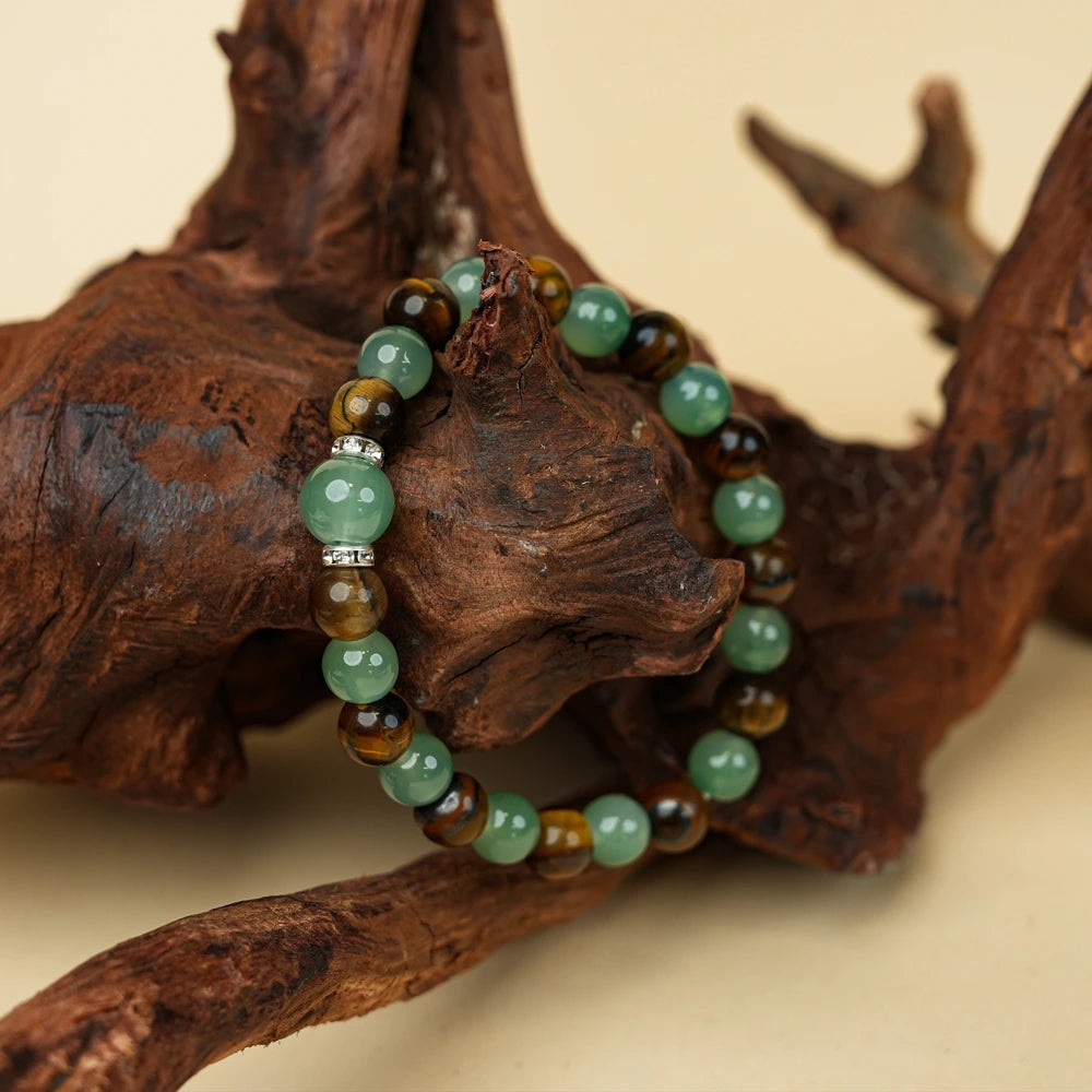 New Chinese Five Elements Wood Series • Green Bracelet with Tiger’s Eye (8mm) Daily Commute Style