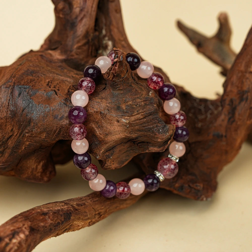 New Chinese Five Elements Fire Series • Vibrant Pink-Purple Bracelet (8mm) Unique Eye-Catching Style