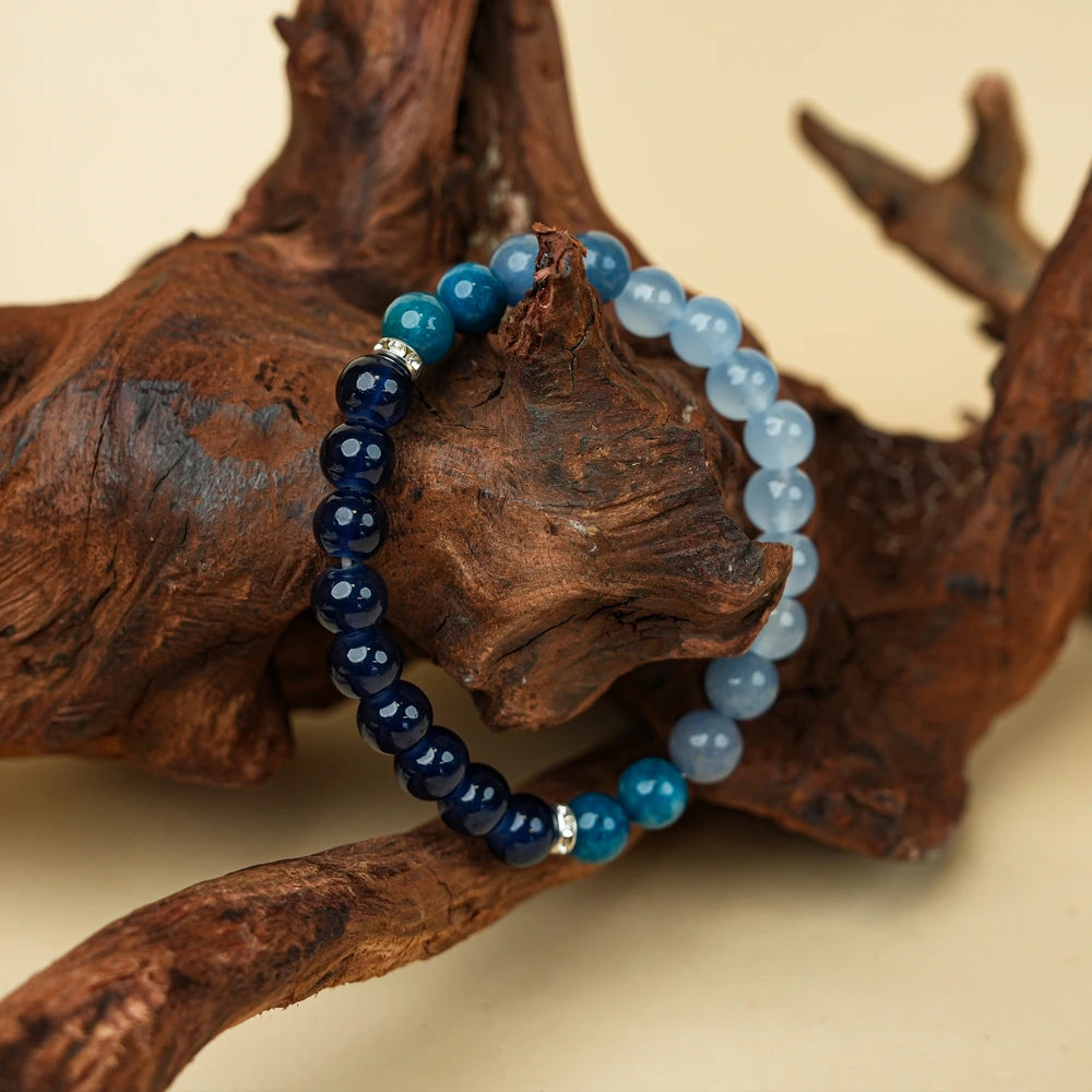 New Chinese Five Elements Water Series • Ocean Blue Gradient Bracelet（8mm） Versatile Commute Style