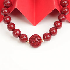 Cinnabar Zodiac Bead Bracelet - Snake (8mm)