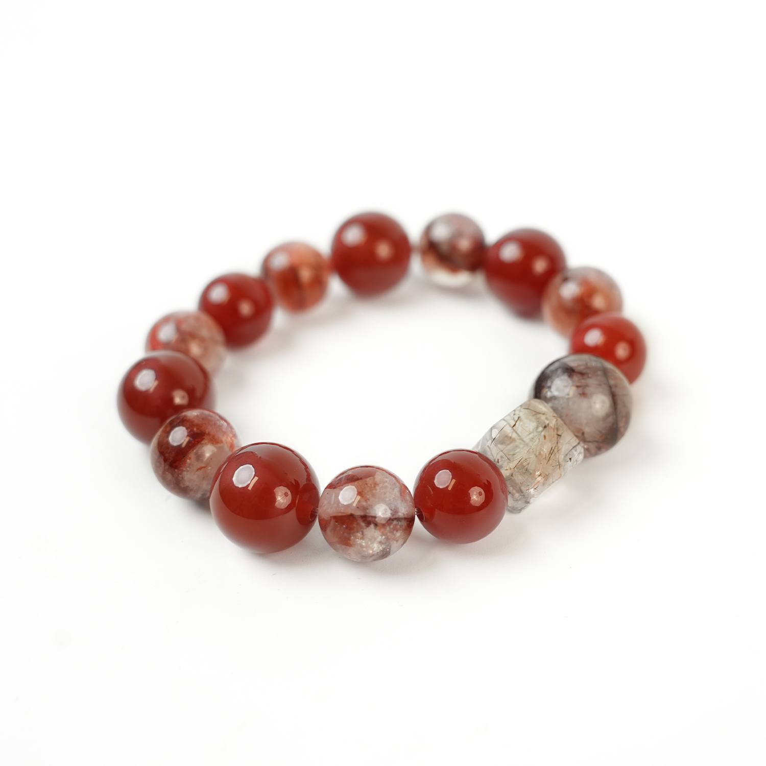 Natural Red Glue Flower Agate Sugar Bracelet with Super Seven