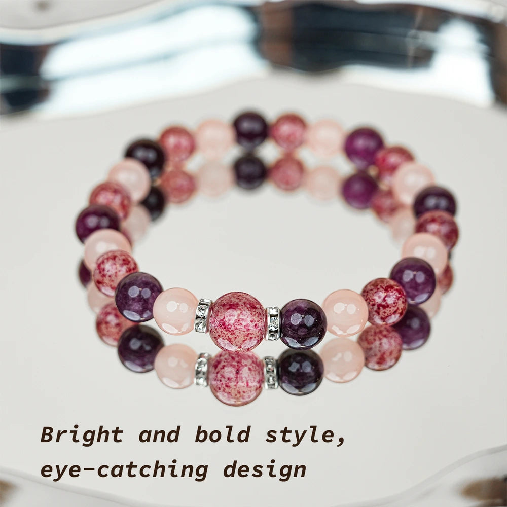 New Chinese Five Elements Fire Series • Vibrant Pink-Purple Bracelet (8mm) Unique Eye-Catching Style