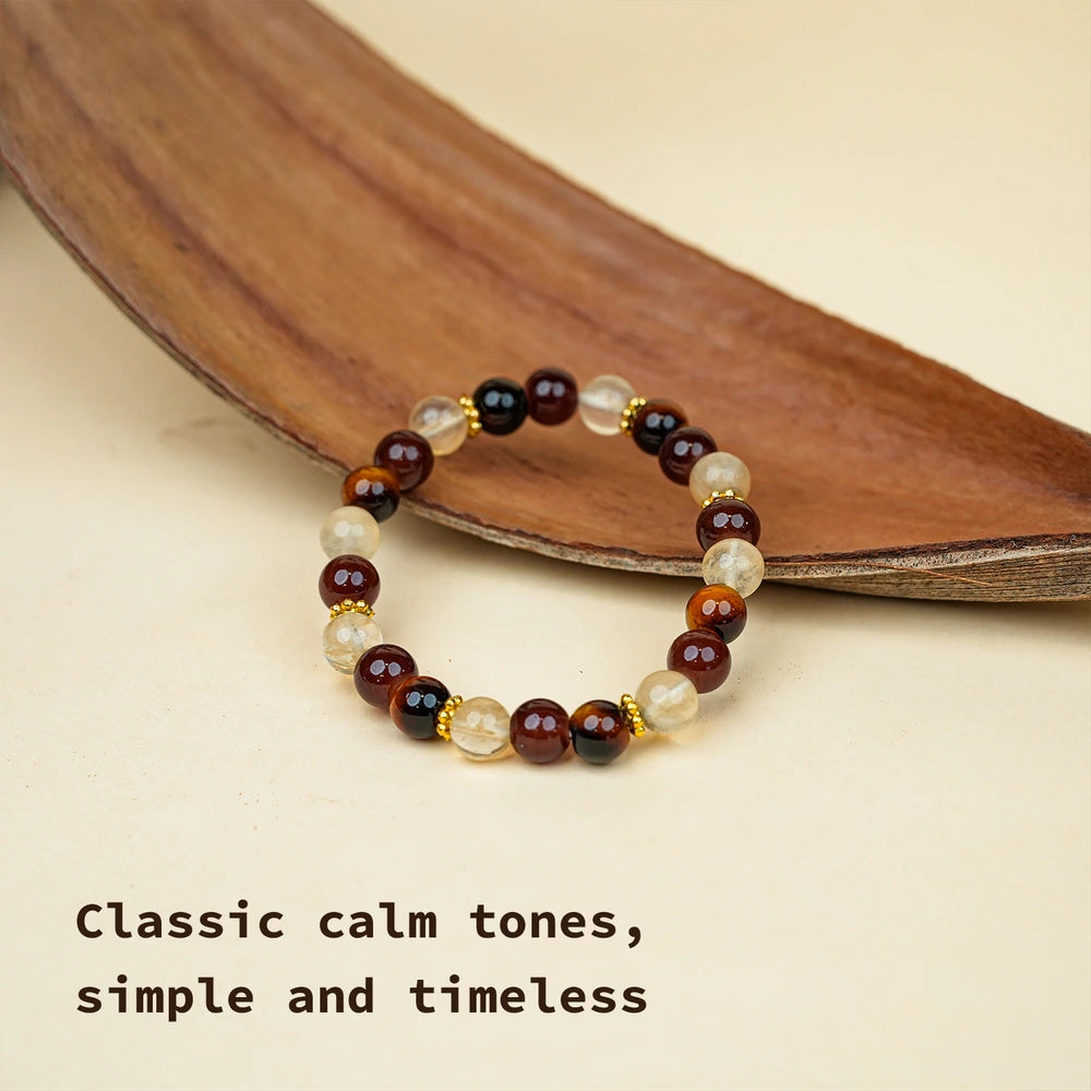 New Chinese Five Elements Earth Series • Warm Amber & Beige (8mm) Calm Versatile Style