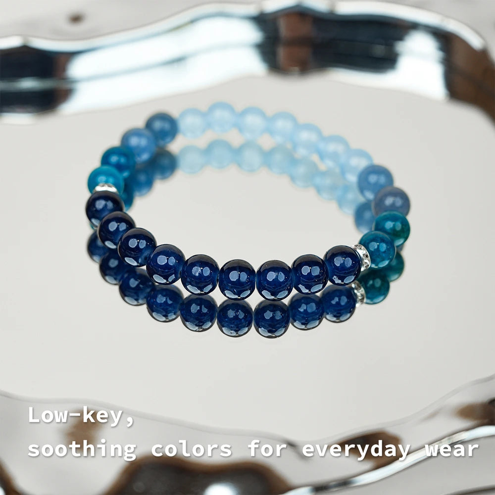 New Chinese Five Elements Water Series • Ocean Blue Gradient Bracelet（8mm） Versatile Commute Style