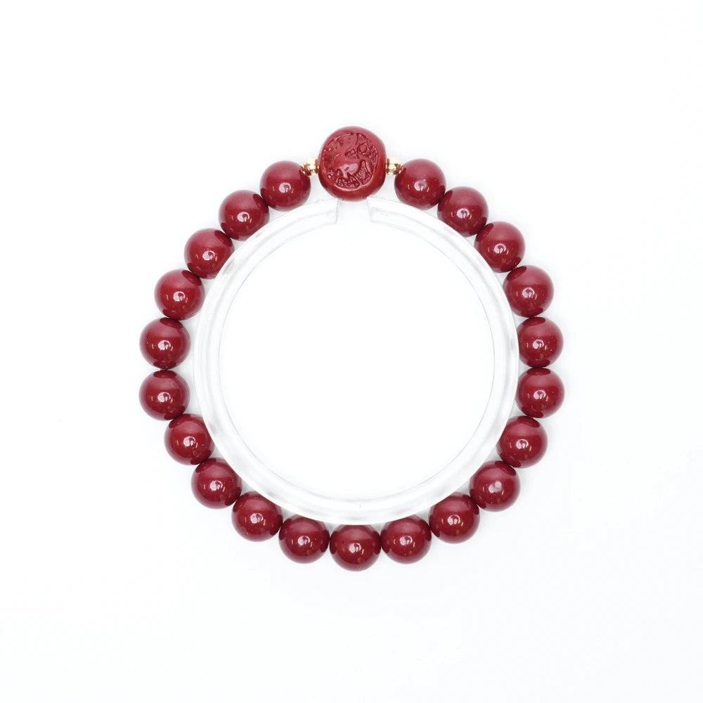 Cinnabar Zodiac Bead Bracelet - Horse (8mm)