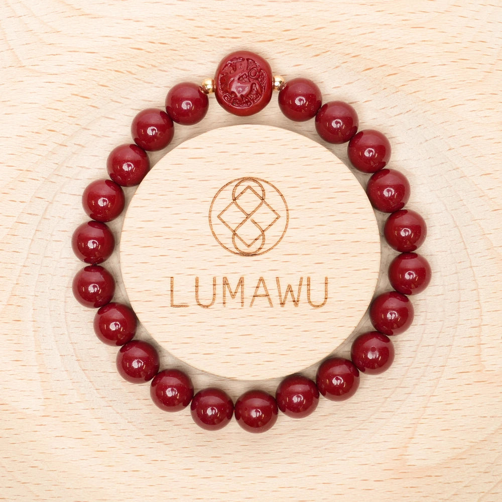 Cinnabar Zodiac Bead Bracelet - Horse (8mm)