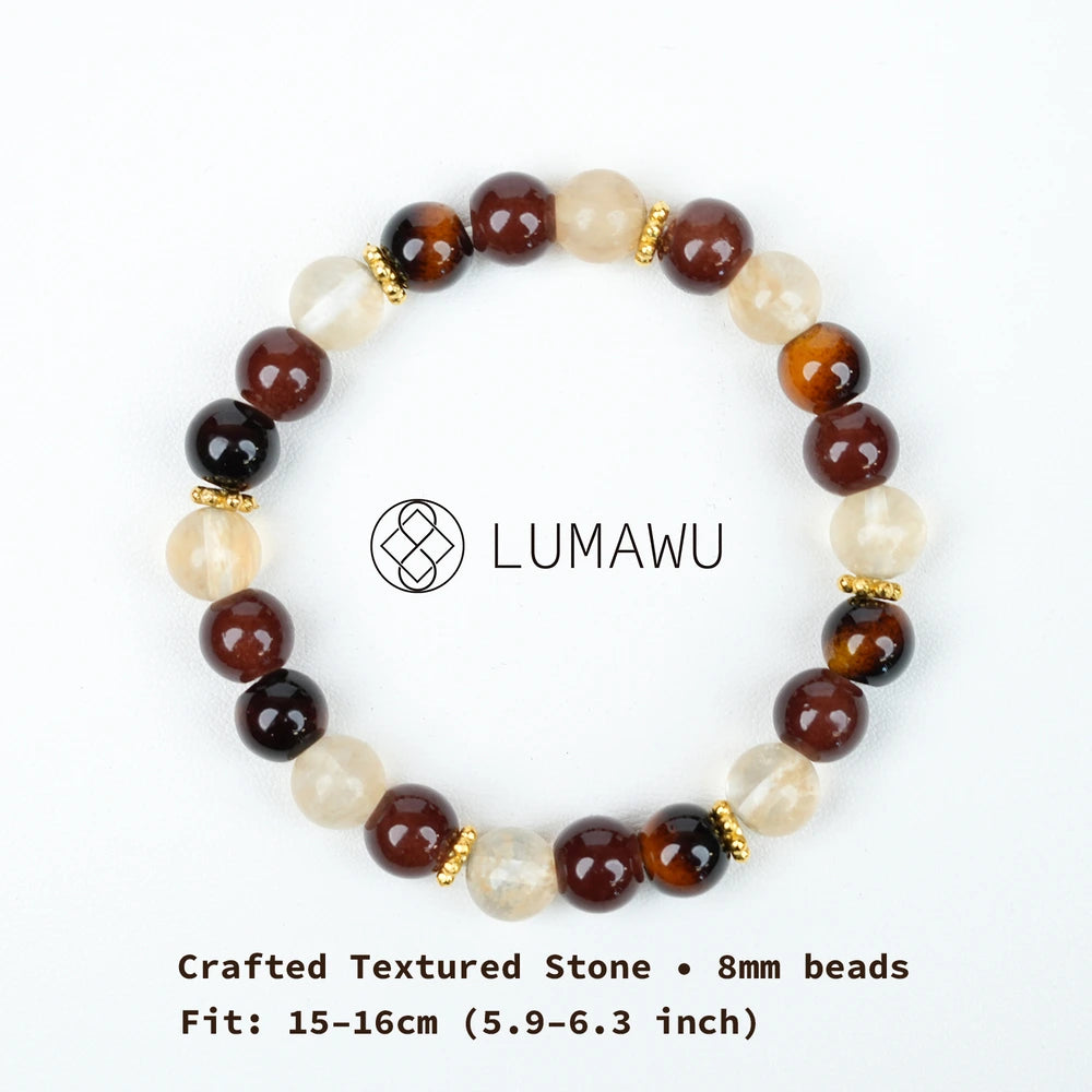New Chinese Five Elements Earth Series • Warm Amber & Beige (8mm) Calm Versatile Style