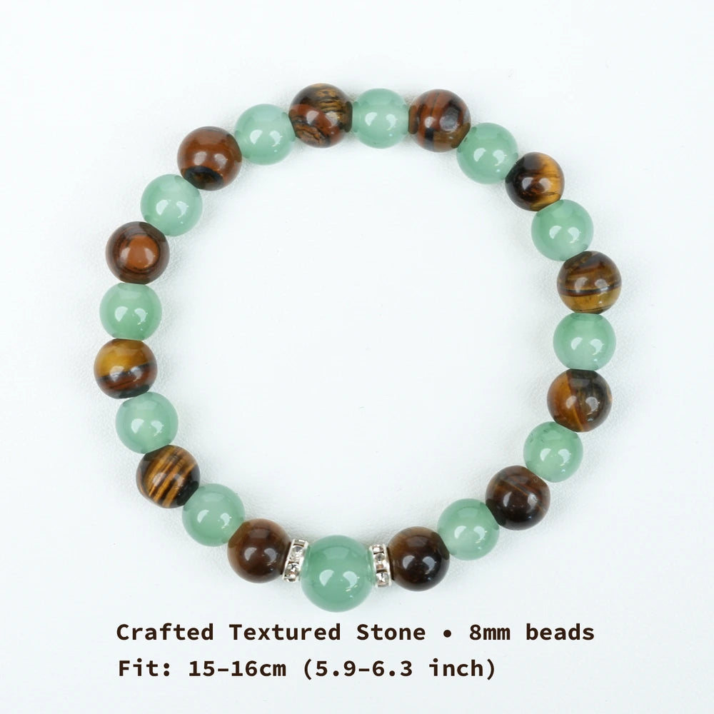 New Chinese Five Elements Wood Series • Green Bracelet with Tiger’s Eye (8mm) Daily Commute Style