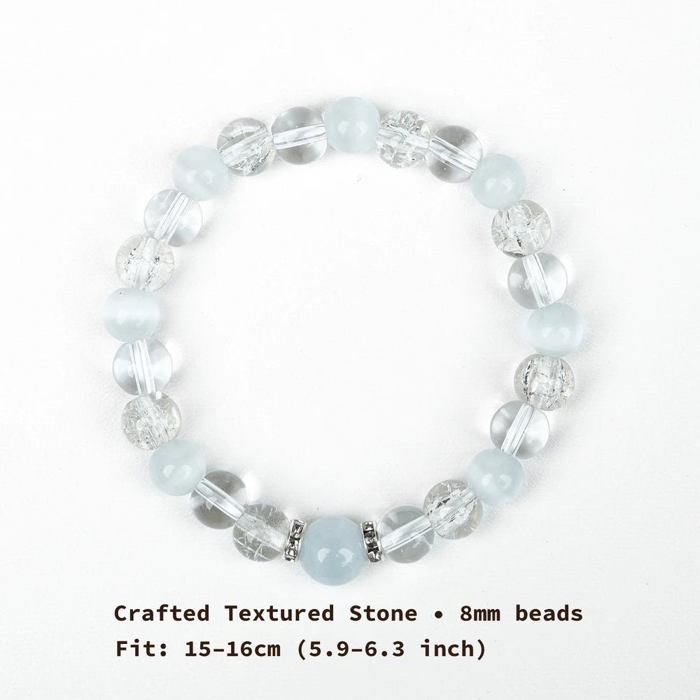 New Chinese Five Elements Metal Series • Light Blue Translucent Bracelet (8mm) Minimalist Style
