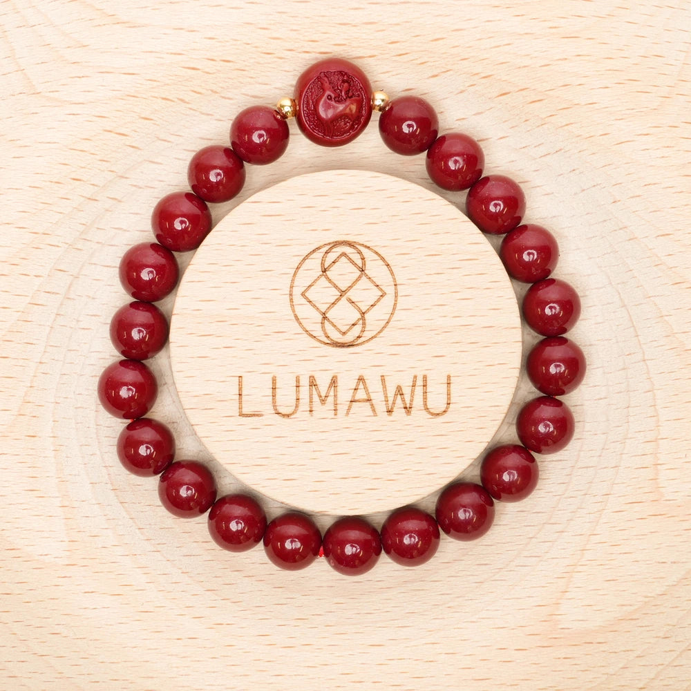 Cinnabar Zodiac Bead Bracelet - Goat (8mm)