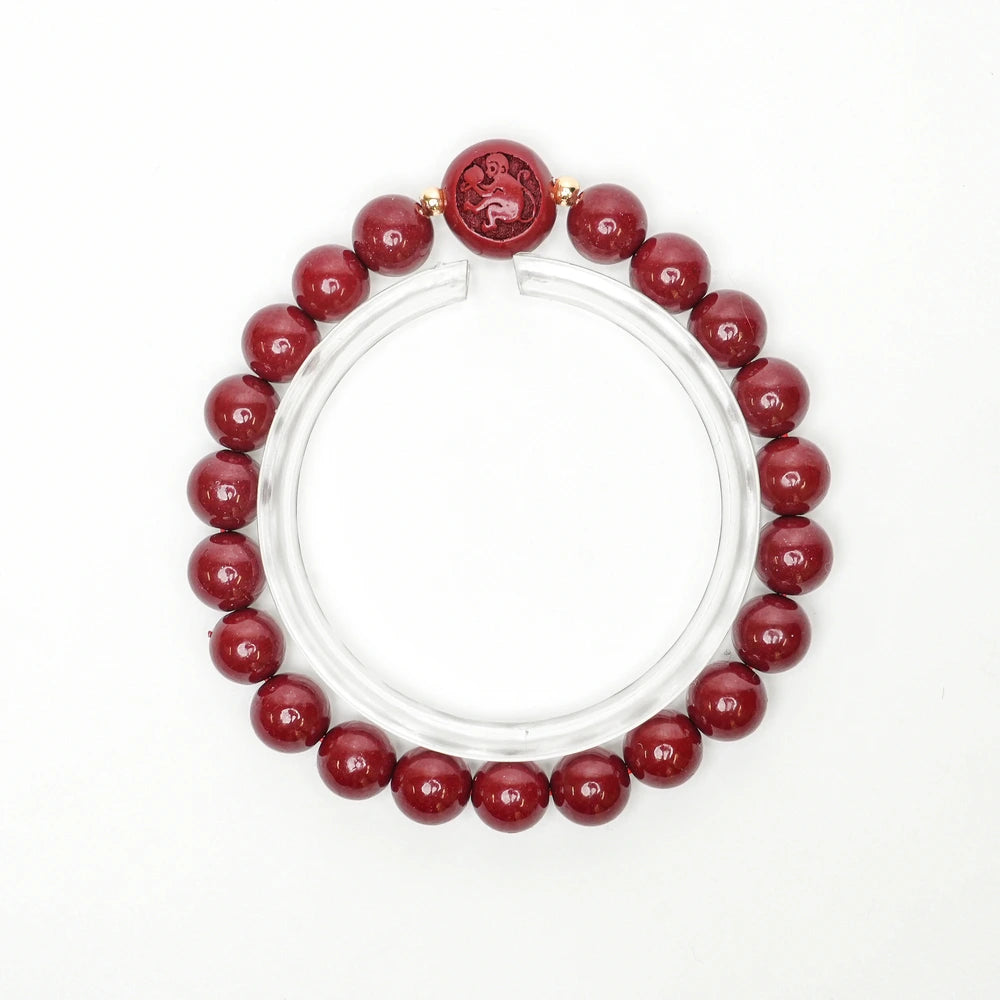 Cinnabar Zodiac Bead Bracelet - Monkey (8mm)