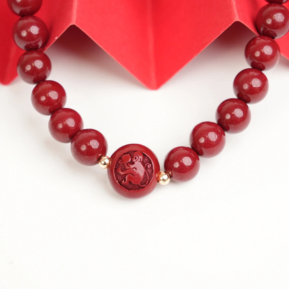 Cinnabar Zodiac Bead Bracelet - Monkey (8mm)