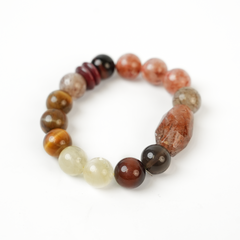 Black Super Seven Rutilated Quartz with Tiger Eye Bracelet